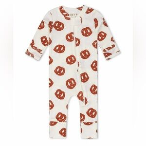 NWT 9-12 M+AOrganic Cotton Baby Long Sleeve Onesie Pajama 2-Way Zip